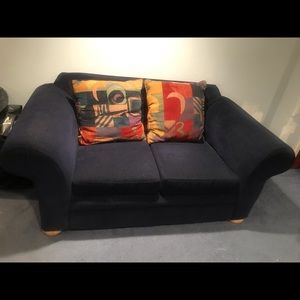 Navy blue love seat sofa